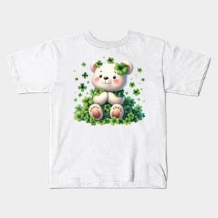 Clover Polar Bear St Patricks Day Kids T-Shirt